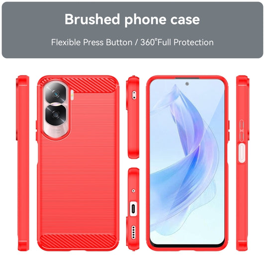 For Honor 90 / 80 Brushed Texture Carbon Fiber TPU Phone Case(Red) by buy2fix