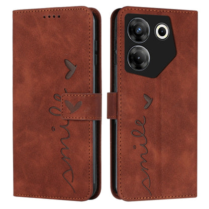 For Tecno Camon 20 Pro 5G Skin Feel Heart Pattern Leather Phone Case(Brown) by buy2fix