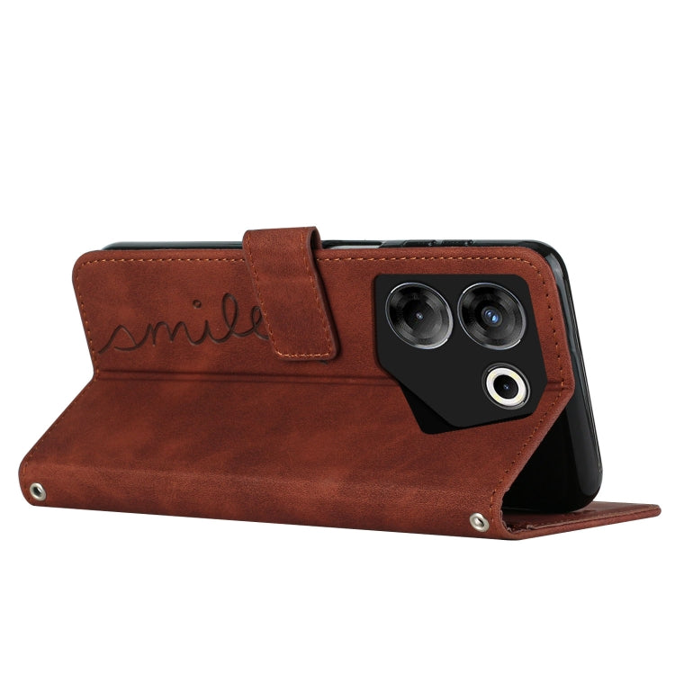 For Tecno Camon 20 Pro 5G Skin Feel Heart Pattern Leather Phone Case(Brown) by buy2fix