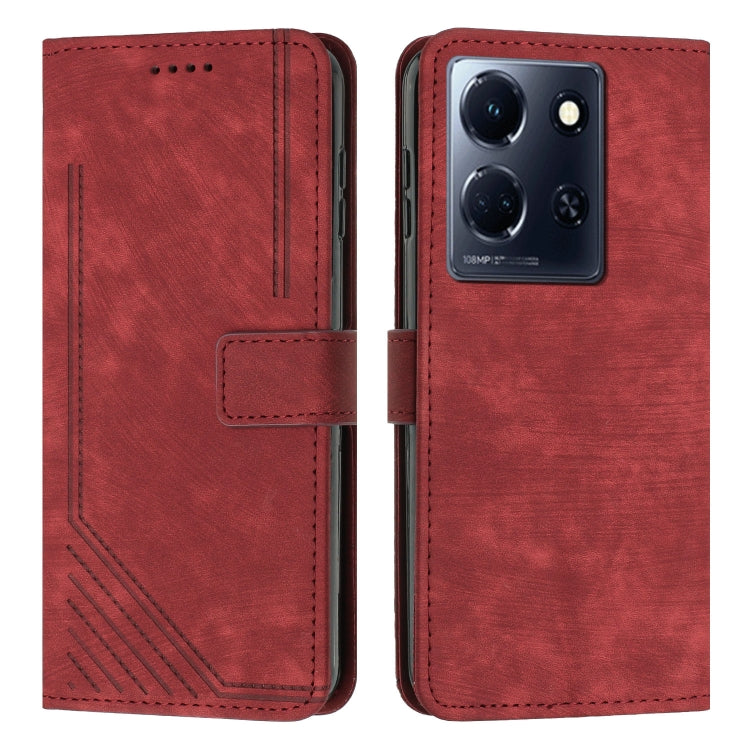 For Infinix Note 30/Note 30 5G Skin Feel Stripe Pattern Leather Phone Case with Lanyard(Red) - Infinix Cases by buy2fix | Online Shopping UK | buy2fix