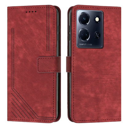 For Infinix Note 30/Note 30 5G Skin Feel Stripe Pattern Leather Phone Case with Lanyard(Red) - Infinix Cases by buy2fix | Online Shopping UK | buy2fix