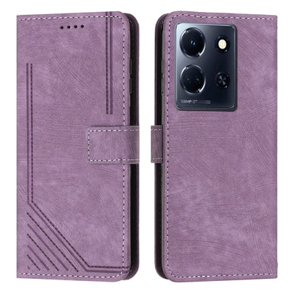 For Infinix Note 30/Note 30 5G Skin Feel Stripe Pattern Leather Phone Case with Lanyard(Purple) - Infinix Cases by buy2fix | Online Shopping UK | buy2fix