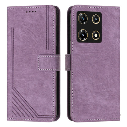 For Infinix Note 30 Pro Skin Feel Stripe Pattern Leather Phone Case with Lanyard(Purple) - Infinix Cases by buy2fix | Online Shopping UK | buy2fix