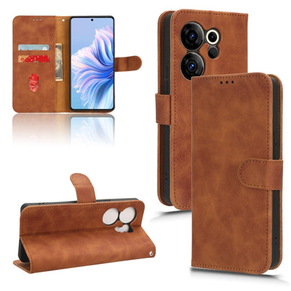For Tecno Camon 20 Premier Skin Feel Magnetic Flip Leather Phone Case(Brown) by buy2fix
