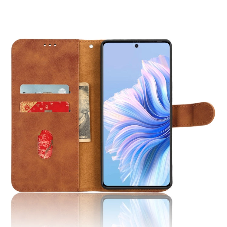 For Tecno Camon 20 Premier Skin Feel Magnetic Flip Leather Phone Case(Brown) by buy2fix