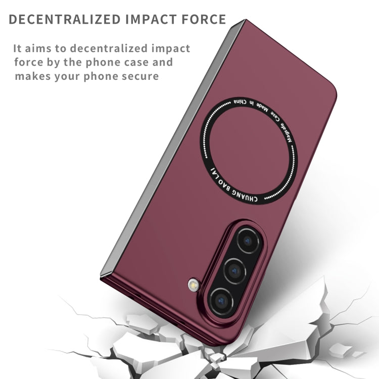 For Samsung Galaxy Z Fold5 Magsafe Magnetic Folding PC Phone Case(Wine Red) - Galaxy Z Fold5 Cases by buy2fix | Online Shopping UK | buy2fix