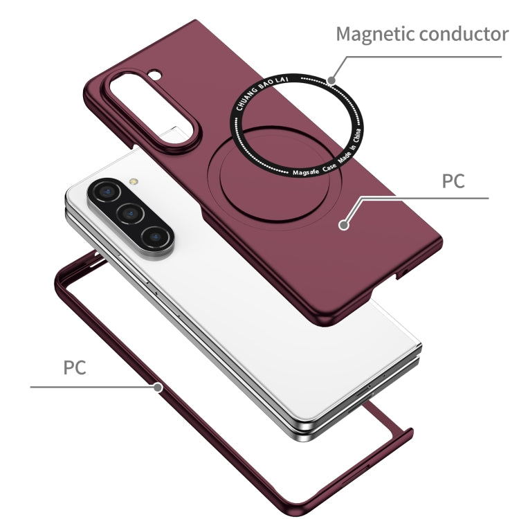 For Samsung Galaxy Z Fold5 Magsafe Magnetic Folding PC Phone Case(Wine Red) - Galaxy Z Fold5 Cases by buy2fix | Online Shopping UK | buy2fix