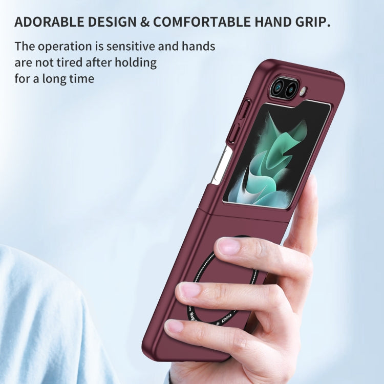 For Samsung Galaxy Z Flip5 5G Magsafe Magnetic Folding PC Phone Case(Wine Red) - Galaxy Z Flip5 Cases by buy2fix | Online Shopping UK | buy2fix