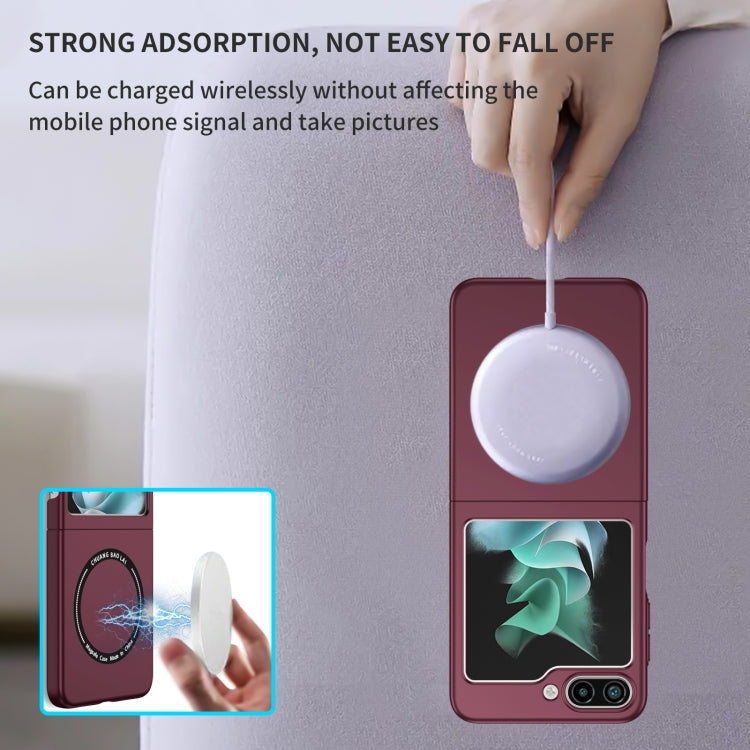 For Samsung Galaxy Z Flip5 5G Magsafe Magnetic Folding PC Phone Case(Wine Red) - Galaxy Z Flip5 Cases by buy2fix | Online Shopping UK | buy2fix