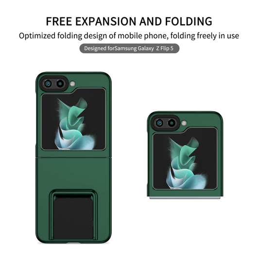 For Samsung Galaxy Z Flip5 5G Three-dimensional Folding Holder PC Phone Case(Green) by buy2fix