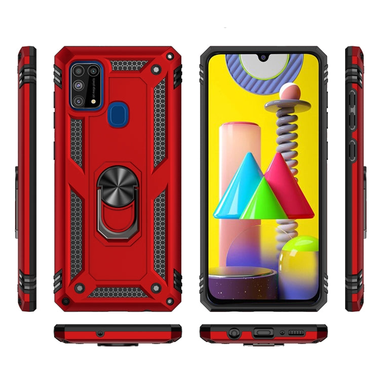 For Samsung Galaxy M31 Shockproof TPU + PC Protective Case with 360 Degree Rotating Holder(Silver) by buy2fix