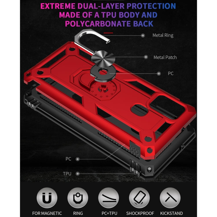 For Samsung Galaxy M31 Shockproof TPU + PC Protective Case with 360 Degree Rotating Holder(Silver) by buy2fix