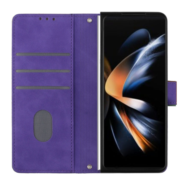 For Samsung Galaxy Z Fold5 5G Crossbody 3D Embossed Flip Leather Phone Case(Purple) - Galaxy Z Fold5 Cases by buy2fix | Online Shopping UK | buy2fix