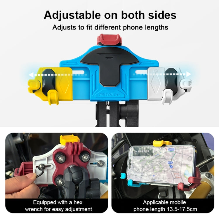 MOTOSLG Crab Motorcycle Phone Clamp Bracket U-Type Headbar Mount(Yellow Blue White) - Holder by MOTOLSG | Online Shopping UK | buy2fix