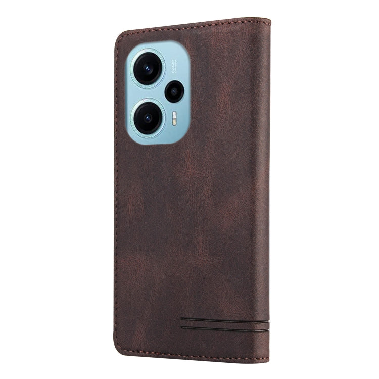 For Xiaomi Poco F5 5G/Redmi Note 12 Turbo 5G GQUTROBE Skin Feel Anti-theft Brush Horizontal Flip Leather Case with Holder(Brown) - Xiaomi Cases by GQUTROBE | Online Shopping UK | buy2fix