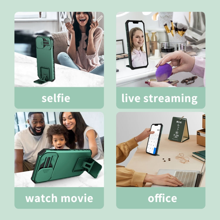 For Google Pixel 8 Pro Stereoscopic Holder Sliding Camshield Phone Case(Green) - Google Cases by buy2fix | Online Shopping UK | buy2fix