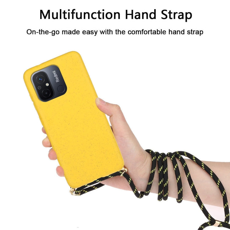 For Xiaomi Redmi 12C Wheat Straw Material + TPU Phone Case with Lanyard(Yellow) - Xiaomi Cases by buy2fix | Online Shopping UK | buy2fix