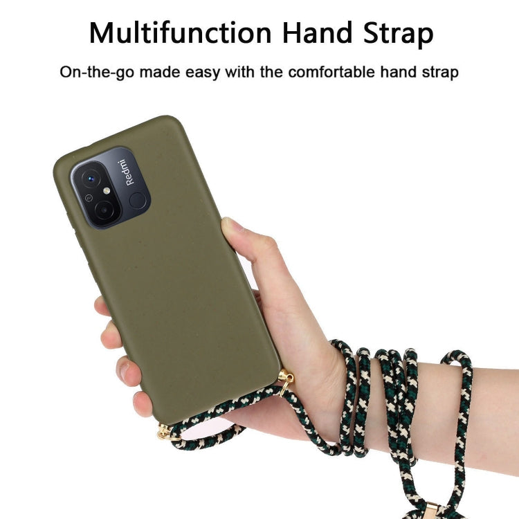 For Xiaomi Redmi 12C Wheat Straw Material + TPU Phone Case with Lanyard(Army Green) - Xiaomi Cases by buy2fix | Online Shopping UK | buy2fix