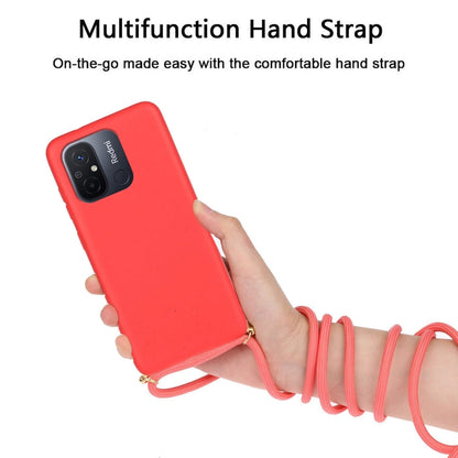 For Xiaomi Redmi 12C Wheat Straw Material + TPU Phone Case with Lanyard(Red) - Xiaomi Cases by buy2fix | Online Shopping UK | buy2fix