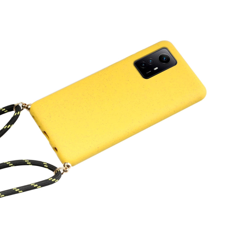 For Xiaomi Redmi Note 12S Wheat Straw Material + TPU Phone Case with Lanyard(Yellow) - Xiaomi Cases by buy2fix | Online Shopping UK | buy2fix