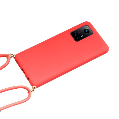 For Xiaomi Redmi Note 12S Wheat Straw Material + TPU Phone Case with Lanyard(Red) - Xiaomi Cases by buy2fix | Online Shopping UK | buy2fix