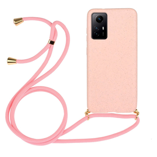For Xiaomi Redmi Note 12S Wheat Straw Material + TPU Phone Case with Lanyard(Pink) - Xiaomi Cases by buy2fix | Online Shopping UK | buy2fix