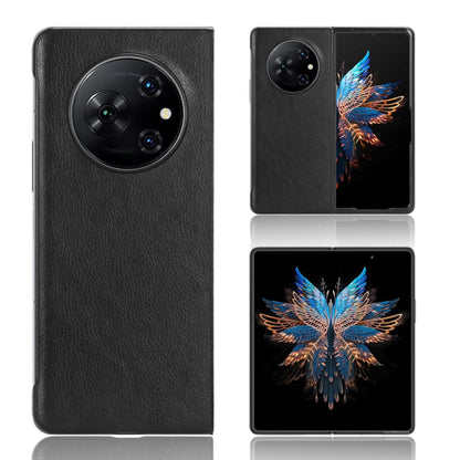 For Tecno Phantom V Fold Litchi Texture Back Cover Phone Case(Black) by buy2fix