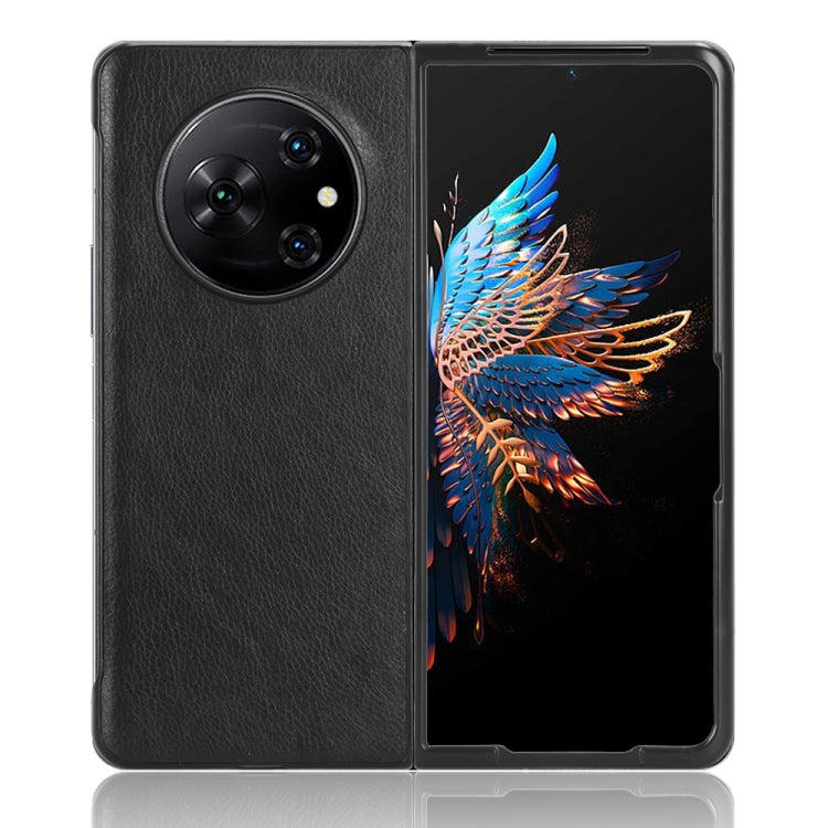 For Tecno Phantom V Fold Litchi Texture Back Cover Phone Case(Black) by buy2fix