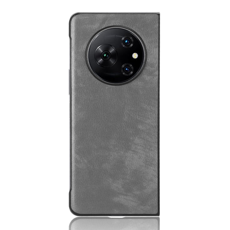 For Tecno Phantom V Fold Litchi Texture Back Cover Phone Case(Grey) by buy2fix