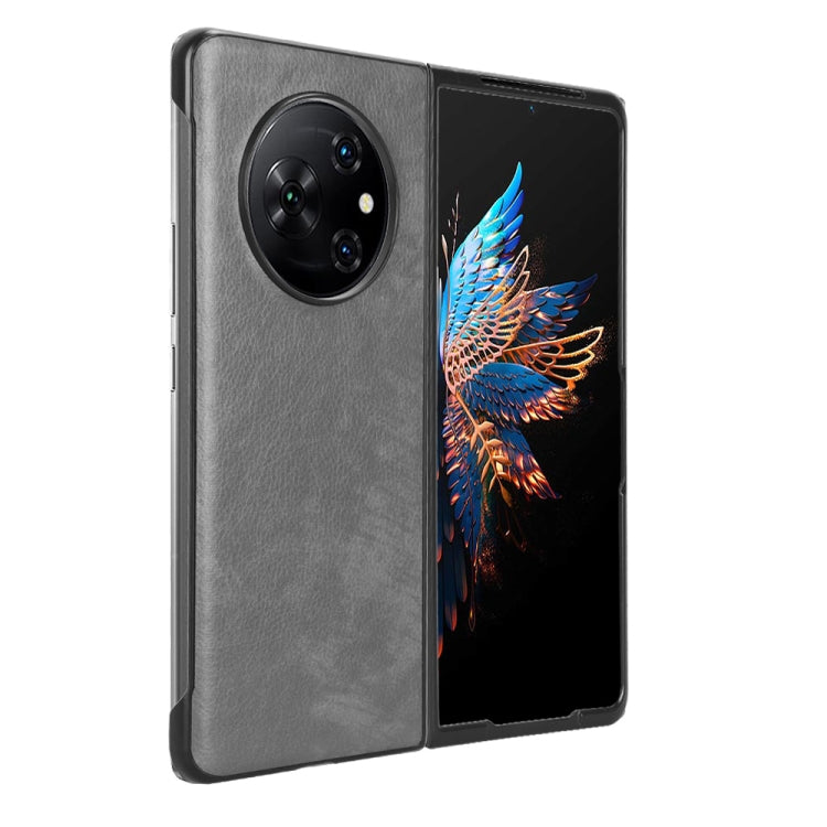 For Tecno Phantom V Fold Litchi Texture Back Cover Phone Case(Grey) by buy2fix