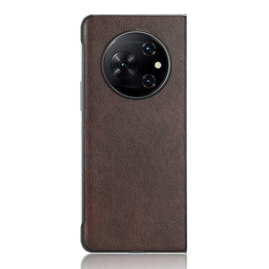 For Tecno Phantom V Fold Litchi Texture Back Cover Phone Case(Brown) by buy2fix