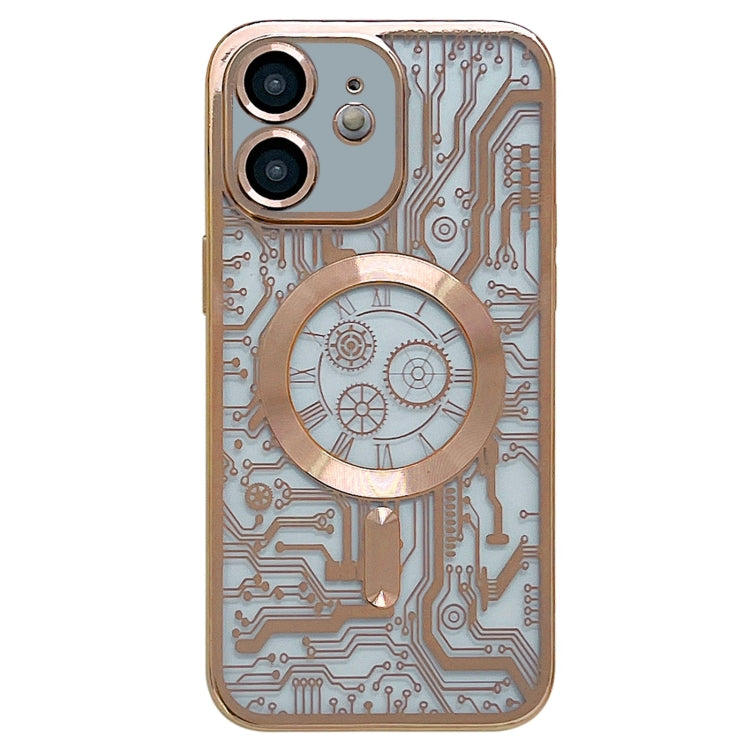 For iPhone 11 Electroplated Circuit Board Pattern MagSafe Phone Case(Gold) by buy2fix