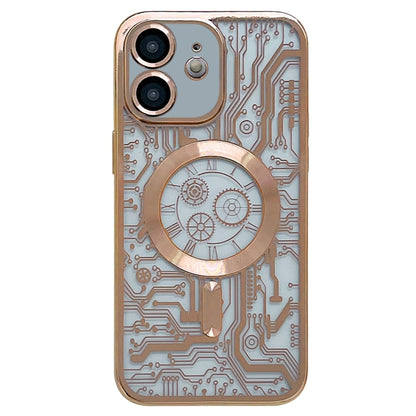For iPhone 11 Electroplated Circuit Board Pattern MagSafe Phone Case(Gold) by buy2fix