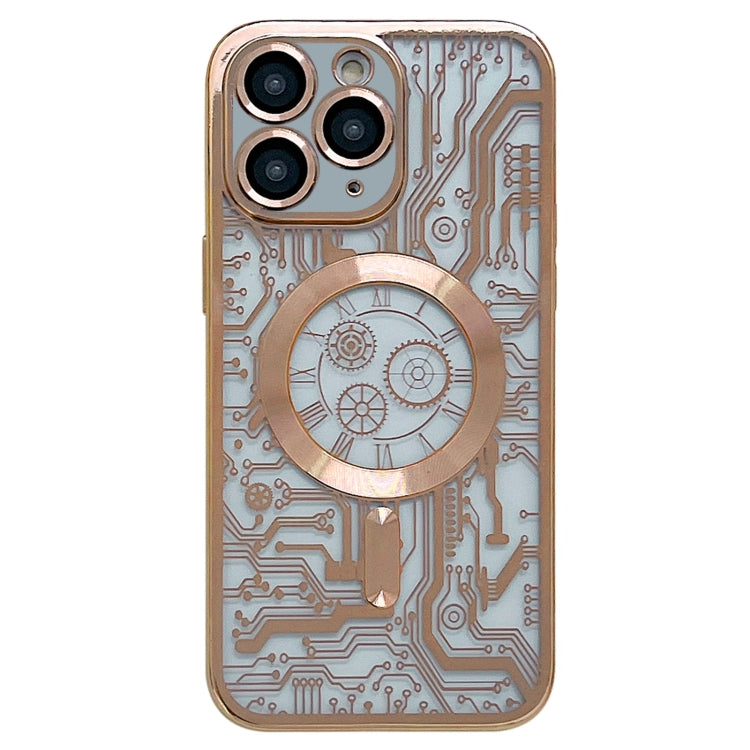 For iPhone 11 Pro Electroplated Circuit Board Pattern MagSafe Phone Case(Gold) by buy2fix
