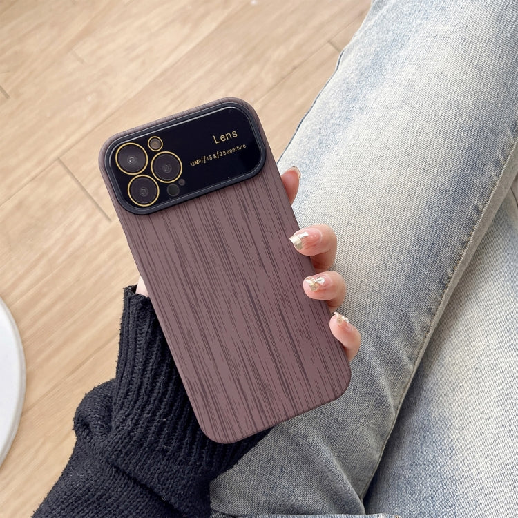 For iPhone 14 Pro Max Wood Grain TPU Phone Case with Lens Film(Grey) - iPhone 14 Pro Max Cases by buy2fix | Online Shopping UK | buy2fix