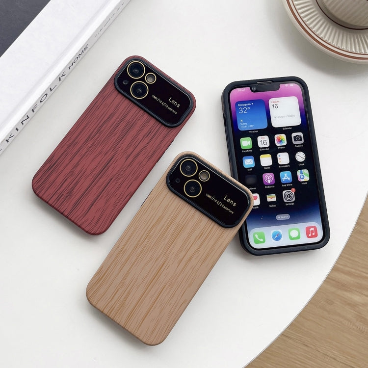 For iPhone X / XS Wood Grain TPU Phone Case with Lens Film(Brown) - More iPhone Cases by buy2fix | Online Shopping UK | buy2fix