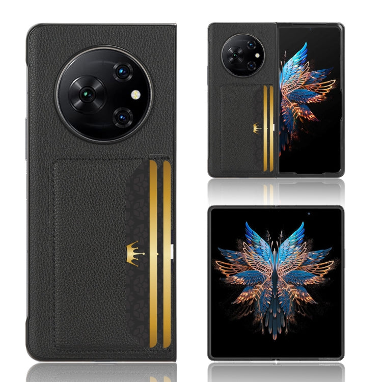 For Tecno Phantom V Fold Litchi Texture Card Slots Back Cover Phone Case(Black) by buy2fix