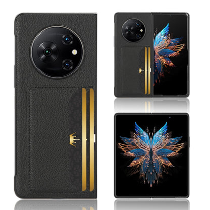 For Tecno Phantom V Fold Litchi Texture Card Slots Back Cover Phone Case(Black) by buy2fix