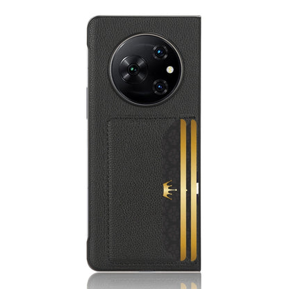 For Tecno Phantom V Fold Litchi Texture Card Slots Back Cover Phone Case(Black) by buy2fix
