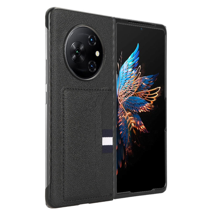 For Tecno Phantom V Fold Litchi Texture Card Slots Back Cover Phone Case(Black) by buy2fix