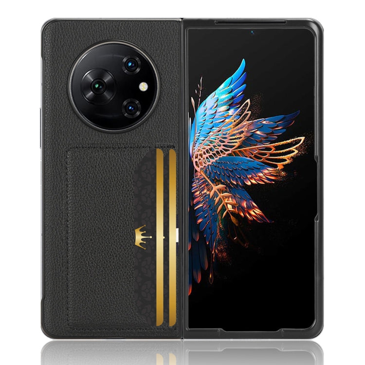 For Tecno Phantom V Fold Litchi Texture Card Slots Back Cover Phone Case(Black) by buy2fix