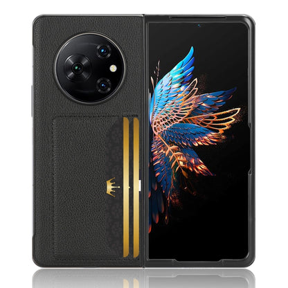For Tecno Phantom V Fold Litchi Texture Card Slots Back Cover Phone Case(Black) by buy2fix