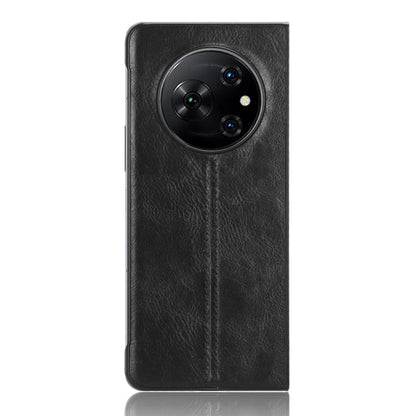 For Tecno Phantom V Fold Cow Pattern Sewing Back Cover Phone Case(Black) by buy2fix
