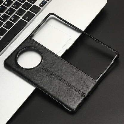 For Tecno Phantom V Fold Cow Pattern Sewing Back Cover Phone Case(Black) by buy2fix