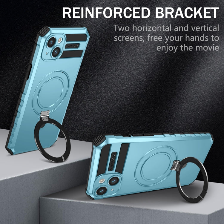 For iPhone 14 MagSafe Magnetic Holder Phone Case(Light Blue) - iPhone 14 Cases by buy2fix | Online Shopping UK | buy2fix