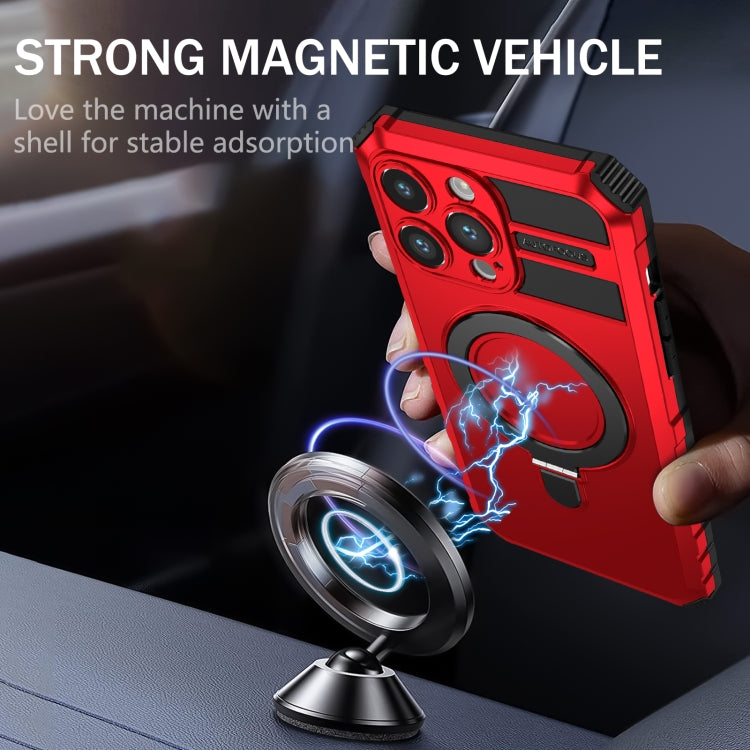 For iPhone 14 Pro MagSafe Magnetic Holder Phone Case(Red) - iPhone 14 Pro Cases by buy2fix | Online Shopping UK | buy2fix