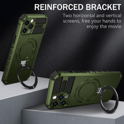 For iPhone 12 Pro Max MagSafe Magnetic Holder Phone Case(Green) by buy2fix