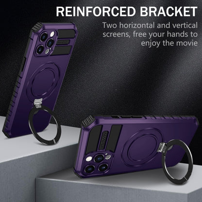 For iPhone 12 Pro Max MagSafe Magnetic Holder Phone Case(Purple) by buy2fix