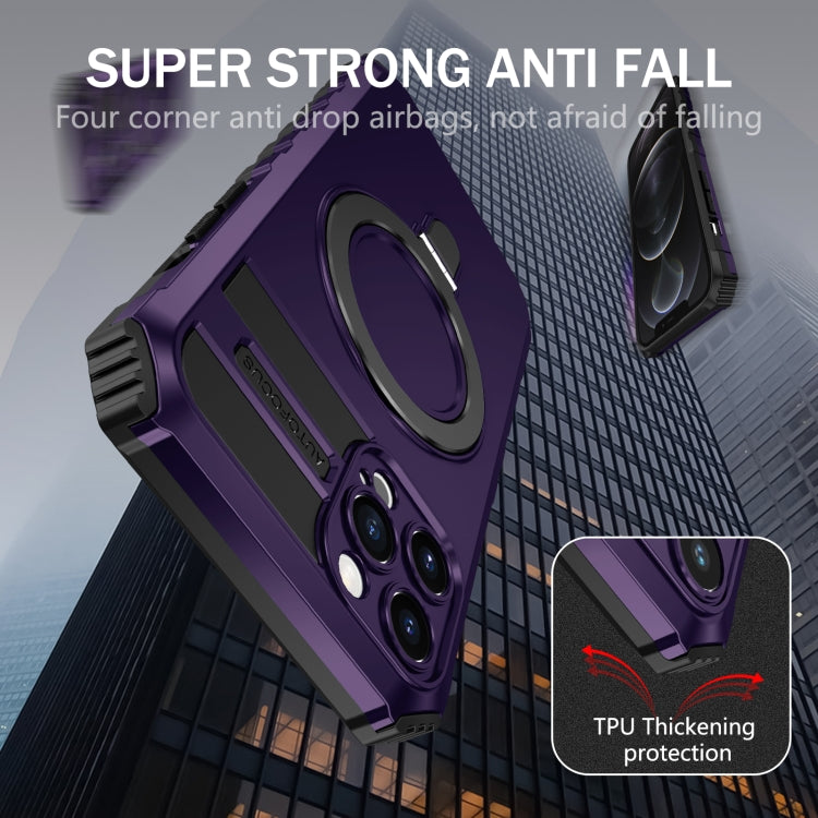 For iPhone 12 Pro Max MagSafe Magnetic Holder Phone Case(Purple) by buy2fix