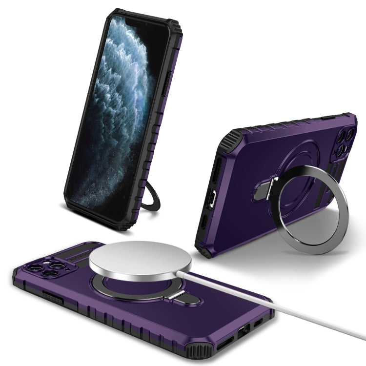 For iPhone 11 Pro Max MagSafe Magnetic Holder Phone Case(Purple) - iPhone 11 Pro Max Cases by buy2fix | Online Shopping UK | buy2fix